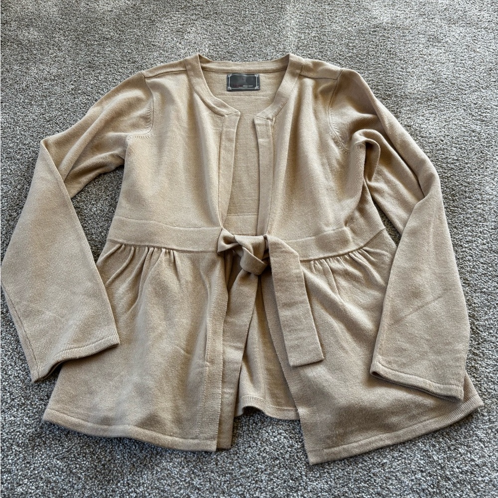 Izod Women's Camel Tie-Front Sweater